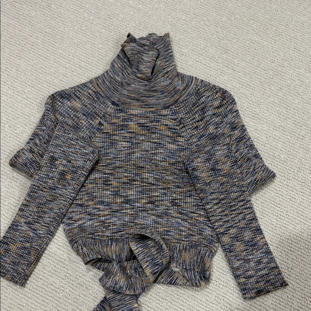 Lovers and Friends Open Back Turtleneck Sweater with Tie